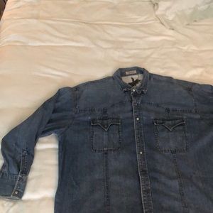 Resistol Denim button down, Pearl snap casual dress shirt